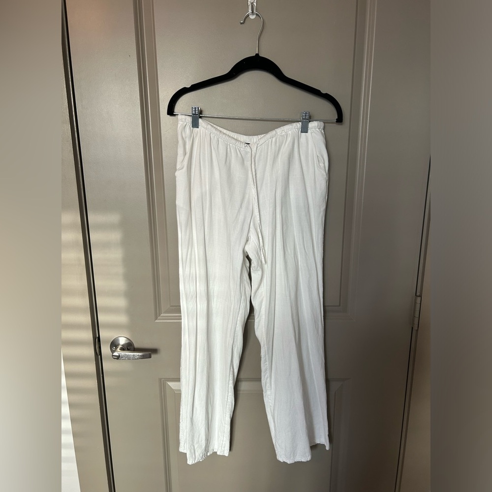 White linen pants